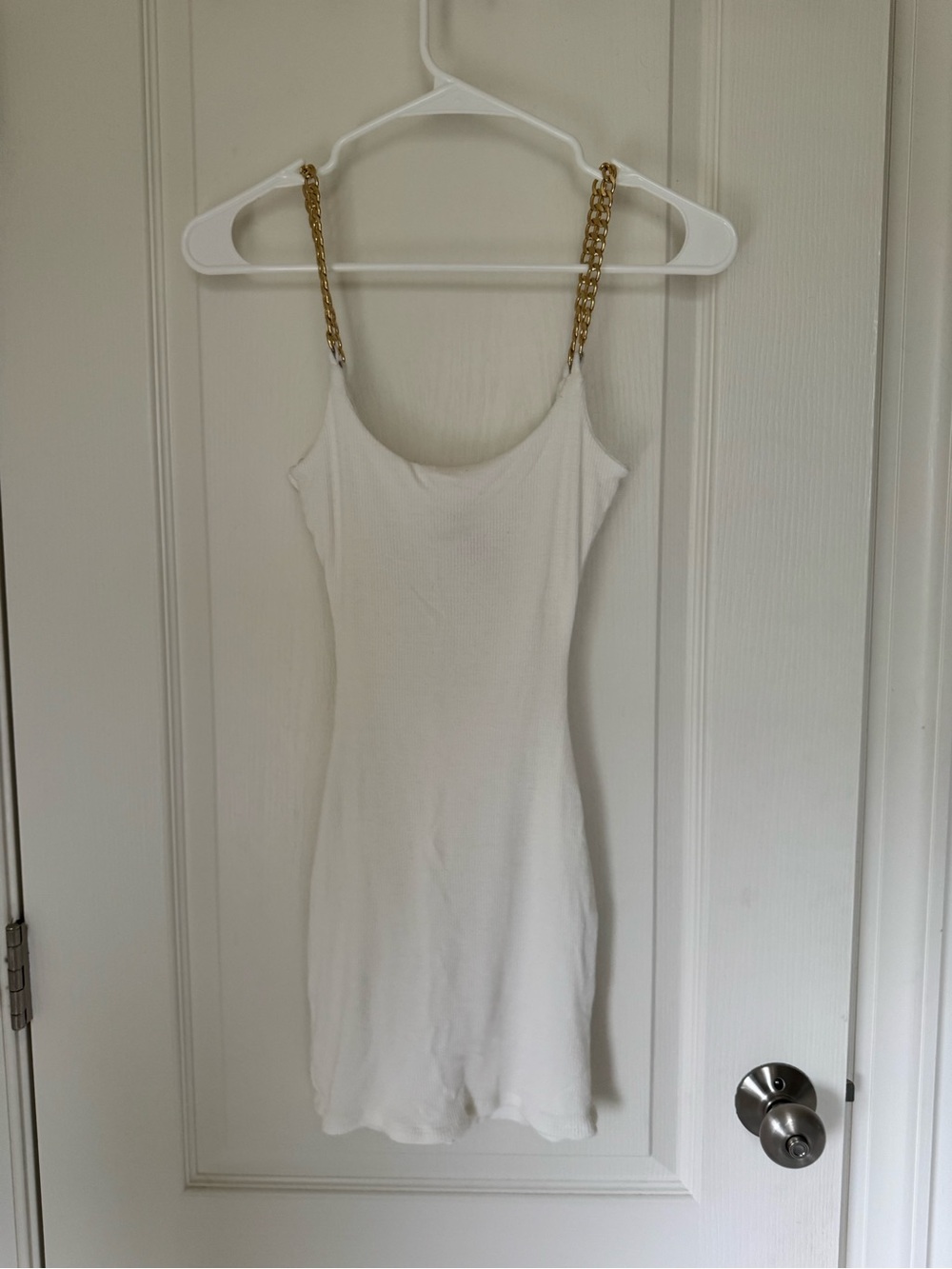 Windsor Cream Ribbed Slip Dress with Black Logo Tag